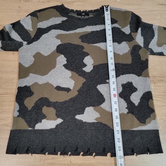 Anthropologie FATE Wool Blend Camo Distressed Crew Neck Sweater Size Small - Picture 7 of 7